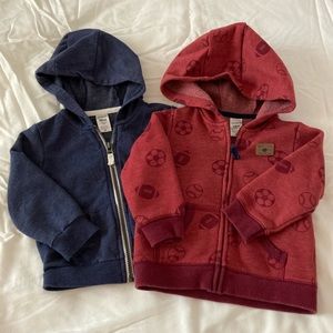 Carter’s Lot of 2 Full Zip Hoodie Sweatshirts Size 18M